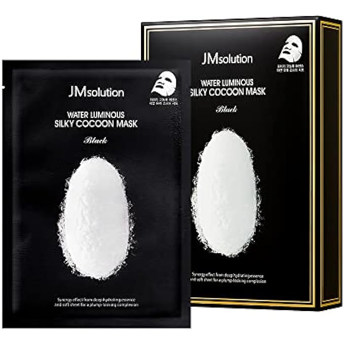 JMsolution WATER LUMINUOUS SILKY COCOON BLACK MASK - KOREAN SKINCARE FACIAL MASK - SILKWORM EXTRACT AMINO ACID -NUTRITION AND MOISTURIZATION SYNERGY - 10 SHEETS FOR A SENSITIVE SKIN - Image 1